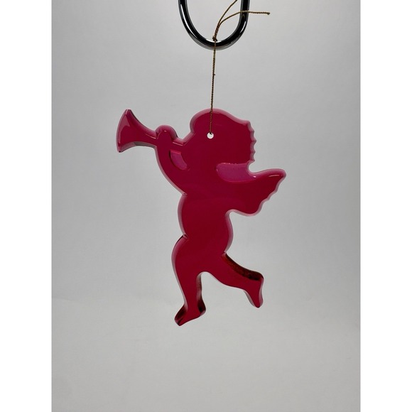 Baccarat Crystal Very Rare Ruby Red Angel Cherub Trumpet Christmas Ornament - Picture 2 of 5